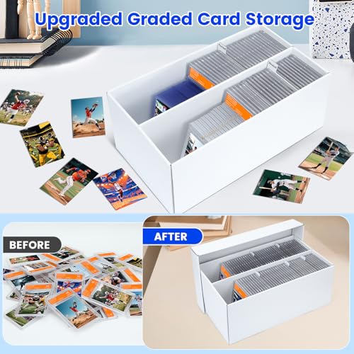 Pulchra 6 Pack Trading Graded Card Storage Box - 2 Rows Graded Card Case Holds 88 PSA Slab Cards, Graded Card, Cardboard Holder Organizer Boxes with Dividers for Sport Cards PSA/GMA/CSG/SGC/HGA/MTG - size: 6 Pack, style: 2 Row