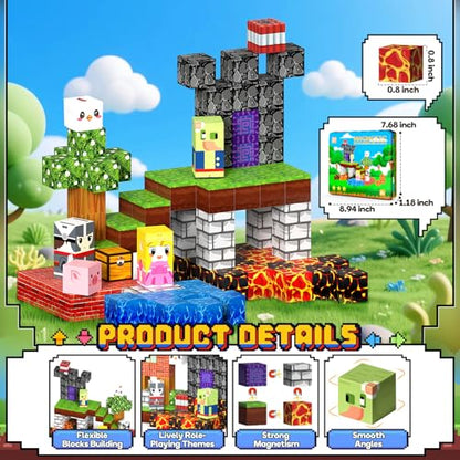 99PCS Magnetic Blocks Travel Toys, Magnet Building Blocks with Portable Metal Box, Mini Construction Travel Magnetic Tiles for Toddlers Boys Age 3-5 4-8 8-12, STEM Sensory Outdoor Travel Toys Gifts