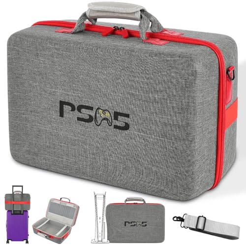 PSCHUNYD Hard Shell Carrying Case Compatible with PS5, PS5 Travel Case Carry Bag, Organizer Protective Cases for Playstation 5 Console,Dual Controller, Headset and Gaming Accessories - size: For PS5