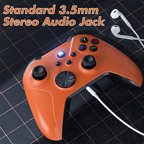 LENISUOLE Replacement Wired Controller for Xbox 360, Game Controller for 360 with Dual-Vibration Turbo Compatible with Xbox 360/360 Slim and PC Windows 7,8,10,11 - color: Orange