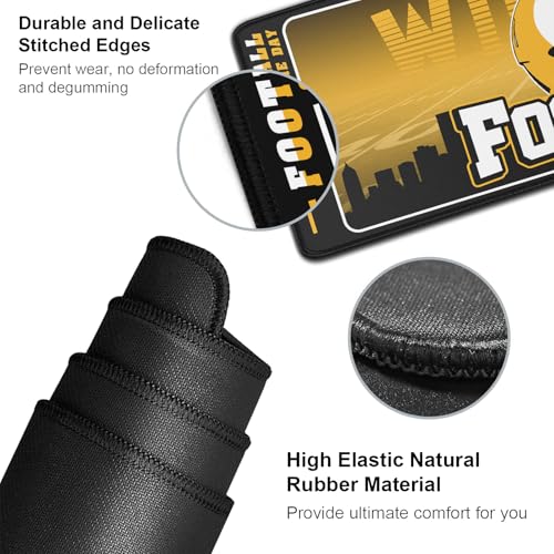 Football Desk Mat, Large Stitched Edges Gaming Mouse Pad, Yellow Black City Design Keyboard Mat for Laptop Computer Desktop - 31.5x12 Inch for Football Fans - color: Yellow Black Football