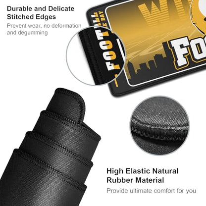 Football Desk Mat, Large Stitched Edges Gaming Mouse Pad, Yellow Black City Design Keyboard Mat for Laptop Computer Desktop - 31.5x12 Inch for Football Fans - color: Yellow Black Football