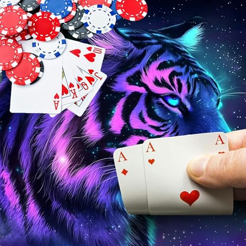 Tiger with Galaxy for MTG & TCG Playmat Mouse Pad,BFDHGQZC 24" x 14" Game Mat for MTG/RPG/CCG Trading Card Game Playmats Table Mat Perfect for Card Games Video Games Computer Office - color: Tiger With Galaxy