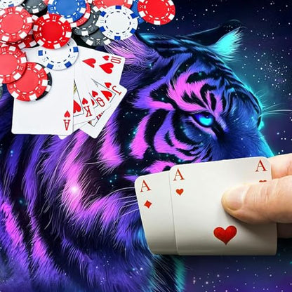 Tiger with Galaxy for MTG & TCG Playmat Mouse Pad,BFDHGQZC 24" x 14" Game Mat for MTG/RPG/CCG Trading Card Game Playmats Table Mat Perfect for Card Games Video Games Computer Office - color: Tiger With Galaxy