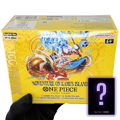 OP15 Adventure ON KAMI'S Island Booster Box English OP-15 Booster Box Display Factory Sealed for OP15 One Piece Cards English TCG (24 Packs) + Custom TCG Fabrik Don Card