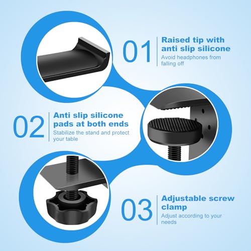 1PCS Headphone Stand Hanger Holder, Foldable Aluminum Desk Headphone, Universal Space Saving Headset Stand Multifunctional Under Desk Hanger for Home Office - size: Black 1PCS
