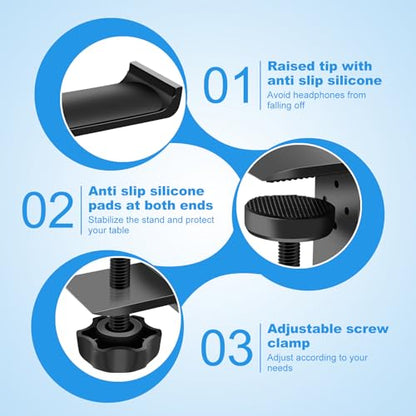 1PCS Headphone Stand Hanger Holder, Foldable Aluminum Desk Headphone, Universal Space Saving Headset Stand Multifunctional Under Desk Hanger for Home Office - size: Black 1PCS