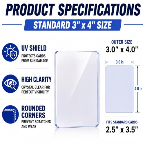 Amzlink® 400 Card Sleeves Toploads for Cards, 3" x 4" Baseball Card Protectors, Premium Standard Size Trading Hard Plastic Card Holder for Sports Football Cards(200 Hard Protectors +200 Soft Sleeves)