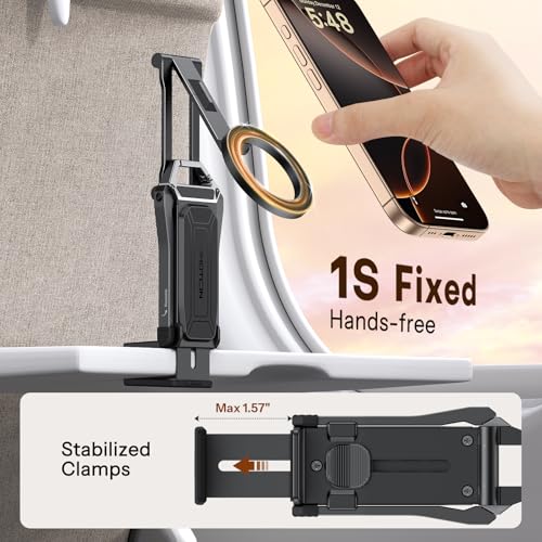 OMOTON 360°Rotating Adjustable Aluminum for MagSafe Tripod, Black& Black | Magnetic Phone Tripod for iPhone 17/16/15 Pro Max Air, Foldable Cell Selfie Stick Fits Vlog, Gym Travel Essentials, 2Pcs - color: 8-Black& Black