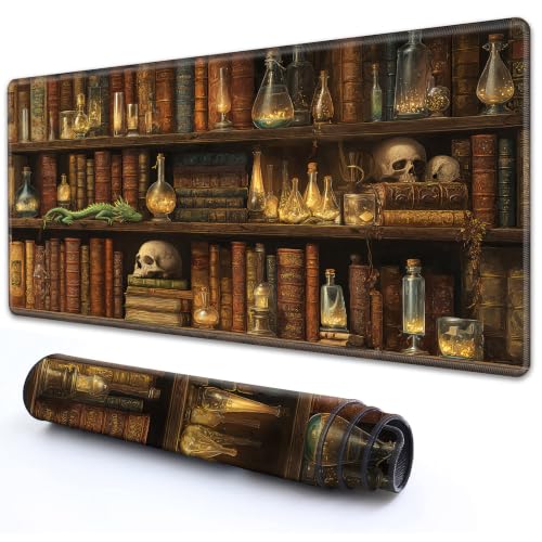 for TCG MTG Commander Playmat 24 x 14 Inch Trading Card Game Mat | Thick Non Slip Rubber Playmat With HD Fade Resistant Printing for All Card Games, Ancient Magic Books Skull - color: Ancient Magic Books Skull, size: 24" x 14"