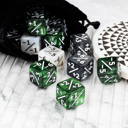 48 PCS Magic Counter Dice Life MTG Counters Dice Set Bulk Buff Tokens D6 Dice Set Compatible with Magic The Gathering, TCG, Card Gaming Accessories, Green - color: Green