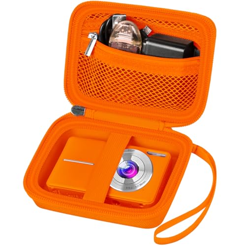 ALKOO Case Compatible with CAMKORY Digital Camera/for VAHOIALD FHD 1080P Digital Point and Shoot/for Kodak PIXPRO FZ55/ FZ45 16MP Vlogging/for IWEUKJLO, Holder for SD Card More- Orange (Box Only) - color: Orange