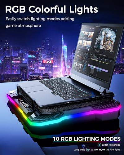 AICHESON Gaming Laptop Cooler Cooling Pad, Ultra Cooling with 10°C-35°C Temperature Drop, RGB Turbo Fan Stand Base for 14-19 inch Computer Laptops - color: 12V