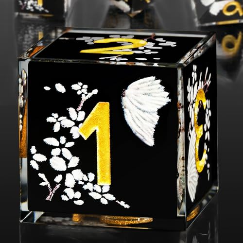 DND Polyhedral Dice Set for Role Playing Gaming with Box, Sticker Sharp Edged Polyhedral Resin DND Dice Set with Beauty Butterfly ＆ Flower Image, D% D20 D12 D10 D8 D6 D4 Dice RPG MTG Gift(Black) - color: Black, style: Butterfly