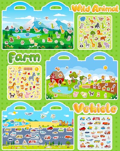 Walenced Reusable Sticker Book for Toddlers, Travel Stickers for Kids, Toddler Craft Activities Toys, Birthday Gifts for Boys & Girls - style: Bulk Value Pack