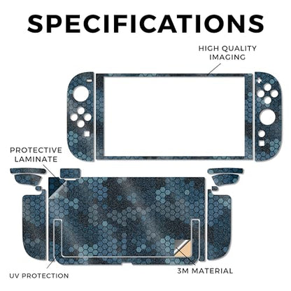 Glossy Glitter Gaming Skin Compatible with Nintendo Switch 2 Console Only - Blue Hexa Camo - Premium 3M Vinyl Protective Wrap Decal Cover - Easy to Apply | Crafted in The USA by MightySkins - color: Blue Hexa Camo, size: Switch 2 Console Skin Only, style: