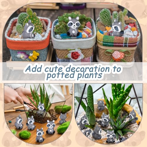 Seenelling 50 Pcs Mini Raccoon Figurine Bulk Resin Miniature Tiny Animals Figures Small Little Cute Raccoon Home Decor for Cabin Lodge Rustic Cake Toppers Desktop Home Decor(Sit) - style: Sit
