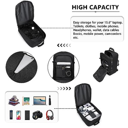 Kono Carry on Backpack, Airline Approved Under Seat Travel Backpack - color: Black, size: Medium