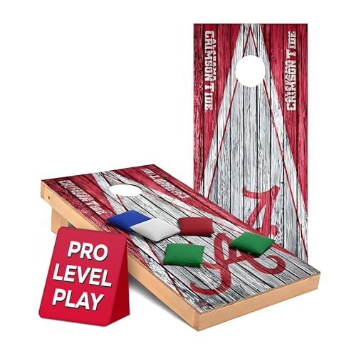 College Team Cornhole Boards, 2x4 Premium Corn Hole Board Set, Officially Licensed Cornhole Boards, Perfect for Tailgates - color: Alabama, size: 1. NO Fun Accessories