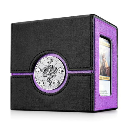 Kabinka Commander Deck Box for MTG with Dice Tray, Card Deck Box | Hold 100 Double-Sleeved Cards,for TCG/PTCG, Patented Design,with 35PT Magnetic Card Holder (Black& Purple, Lotus) - color: A2-Black& Purple, Lotus