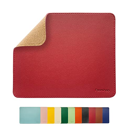 Leather Mouse Pad - Wood Mouse Pad, Double Side Mouse Pad with Stitched Edge, Waterproof Ultra Thin Mouse Pad for Computers, Laptop, Office & Home, 10.2 x 8.3 Inch, 1 Pack (Burgundy) - color: Burgundy