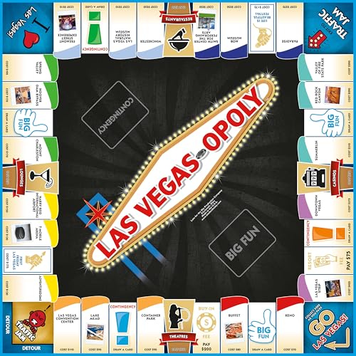 Late for The Sky Las Vegas-Opoly Property Trading Board Game – Vegas Theme Family Party Game for 2-6 Players Ages 8+, Tokens, Dice, Cards, City Blocks and Keys to The City