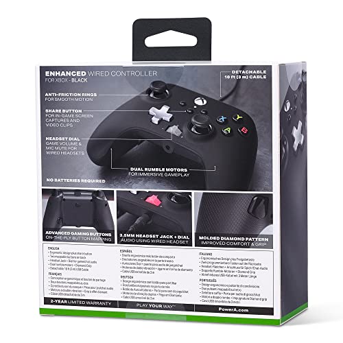 PowerA Enhanced Wired Controller for Xbox Series X|S - Black, Officially Licensed for Xbox - color: Black