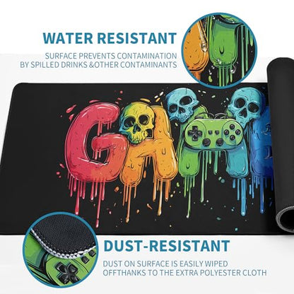 Gaming Mouse Pad Mat XL Extended Large Gaming Desk Pad Mousepad, Vibrant Game Computer Laptop Keyboard and Mouse Mat, Office Desk Decor Mousepad Deskmat with Stitched Edges Mat - color: Gamer