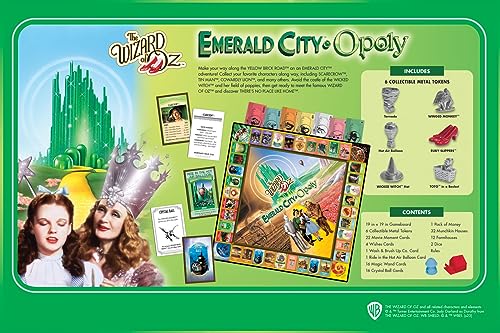 MasterPieces Opoly Board Games - The Wizard of Oz Emerald City Opoly - Officially Licensed Board Games for Adults, Kids, & Family