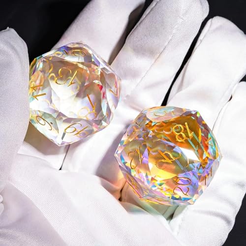 UDIXI 30mm D20 Prism Glass Dice Large Glass D20 Dice for RPG Tabletop Games | Multifaceted-Cut, Premium Gift Box, DM Gift, for Dungeons and Dragons Role Playing Games - color: D20 Glass Multifaceted