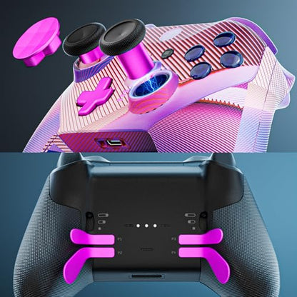 14-in-1 Controller Accessories Kit Compatible with Xbox Elite Series 2, 6 Premium Metal Thumbsticks, Swap Joysticks, 4 Interchangeable Paddles, 2 D-Pads, 1 Tool ，1 Storage Bag (Magenta) - color: Magenta