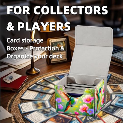 Trading Card Storage Box, Premium PU Leather with Magnetic Closure, Holds 100+ for MTG Cards, Hummingbird Among Flowers Durable Deck Box for Magic the Gathering, Trading Card Games - color: Hummingbird Among Flowers