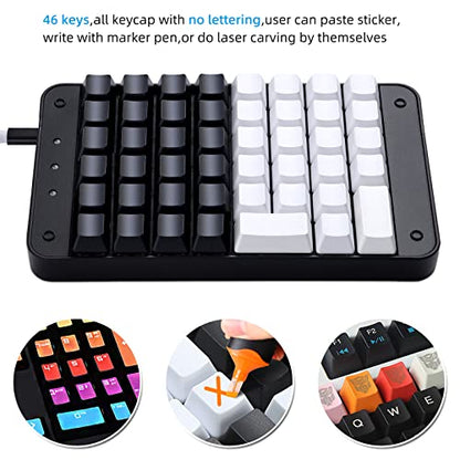 Koolertron One Handed Mechanical Gaming Keyboard with 32 Macro Keys, 46-Key Fully Programmable Mini Keypad, Mini USB Macro Keyboard for PC Gamers - style: 46 Keyboard
