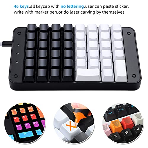 Koolertron One Handed Mechanical Gaming Keyboard with 32 Macro Keys, 46-Key Fully Programmable Mini Keypad, Mini USB Macro Keyboard for PC Gamers