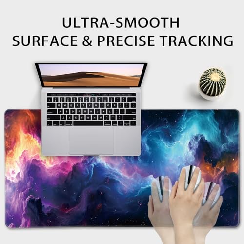 Galaxy Large Gaming Mouse Pad Desk Mat 31.5"x15.7" | Extended Mousepad, Non-Slip Rubber Base , Stitched Edges, for Computer/Laptop/Office/Home - color: Nebula Space