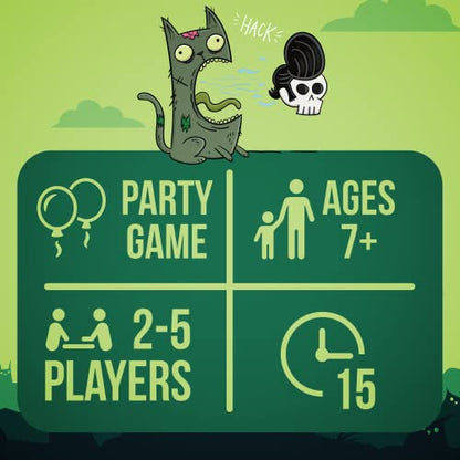 Exploding Kittens Zombie Kittens Card Game, 2-5 Players, Ages 7+ | Explode, come back from the dead, and get revenge! Dead players rejoin in this quick-to-learn Zombie Kittens card game. - style: Zombie Kittens