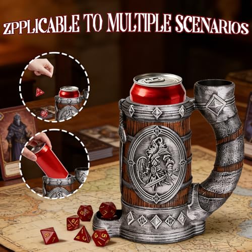 Dice Tower Mug DND Dice Rolling Tower with 7 PCS Dice Set | Suitable for Dnd Dungeons And Dragons, Tabletop Games, Available As Drink Holder,Dnd Accessories,Burgundy viking - color: Burgundy Viking