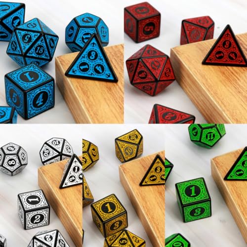 DND Dice Set 35 Pcs Polyhedral Dungeons and Dragons Rolling Dice for D&D RPG MTG Table Games Dice Bulk with Colorful Drawstring Bags and Dice Tray (Retro) - color: Retro