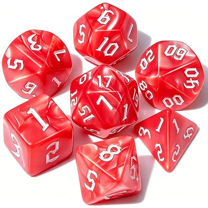 QMAY DND Dice Set -D&D Polyhedral Dice (7 Pcs) for Dungeons and Dragons (Pink and White) - color: Pink and White
