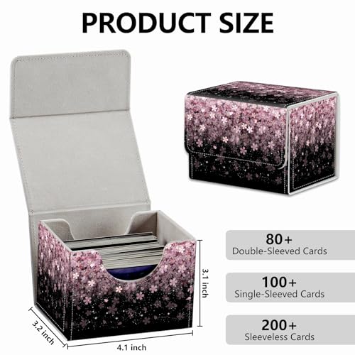 Strong Magnet Card Case Deck Box Mtg Card Box Playing Card Box Magic Deck Box Tcg Up to 200 Cards Creative Pattern Trading Card Storage Box for Collectible Card Games, Pink Cherry Blossom - color: Pink Cherry Blossom