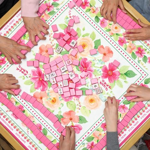 Drydiet Floral Mahjong Mat with Rules Non-Slip Noise Reduction Gaming Mat for Table Cover Card Board Tile Poker Dominoes(22" X 22") - size: 22" X 22"