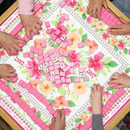 Drydiet Floral Mahjong Mat with Rules Non-Slip Noise Reduction Gaming Mat for Table Cover Card Board Tile Poker Dominoes(22" X 22") - size: 22" X 22"