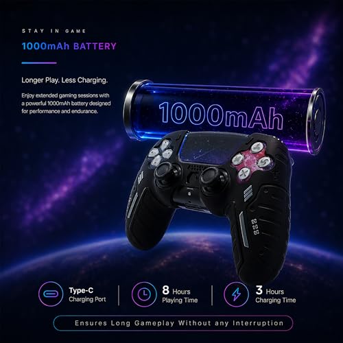 BEllTAYN Wireless Controller for PS5 with 3D Hall Effect Joysticks, Bluetooth 5.0 Connectivity, Dual Vibration, 6-Axis Motion Control, Design for Smooth and Comfortable Gaming Compatible with PS5 and Windows PC (Galaxy Black) - color: Galaxy Black