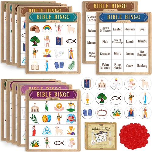 SpriteGru Bible Bingo Game, Multiple Players Bingo Game for Christian, Bible School Kids Christian Sunday Church - style: Bible Bingo Game