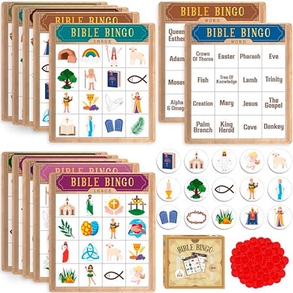 SpriteGru Bible Bingo Game, Multiple Players Bingo Game for Christian, Bible School Kids Christian Sunday Church - style: Bible Bingo Game