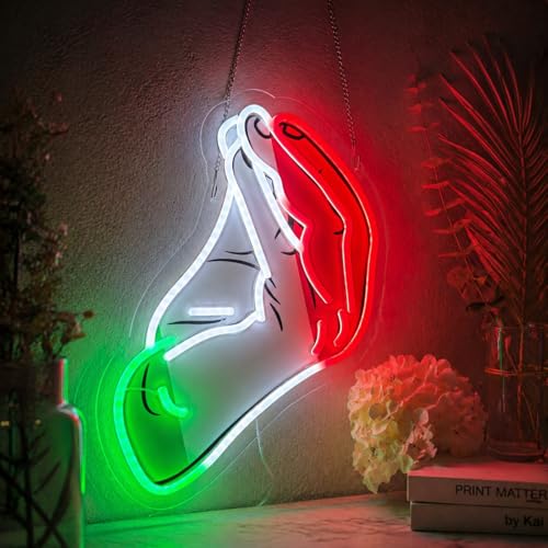 Italian Gesture Neon Light, Italy Flag Color LED Neon Light, Dimmable Wall Decor for Italian Restaurant, Bar, Man Cave, Bedroom Aesthetic. - color: YAOYAO-White