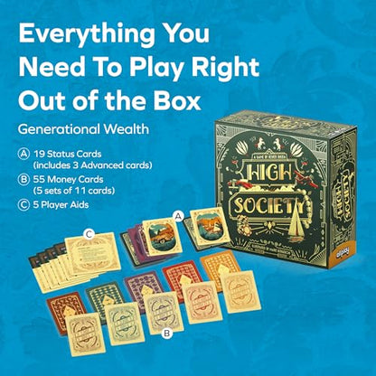 Allplay High Society Board Game, Knizia Auction Card Game, 3-5 Players | Build Shuttles & Schedule Space Cruises to Become the Next CEO | Tableau Building | Ages 14+ | 120 Minutes