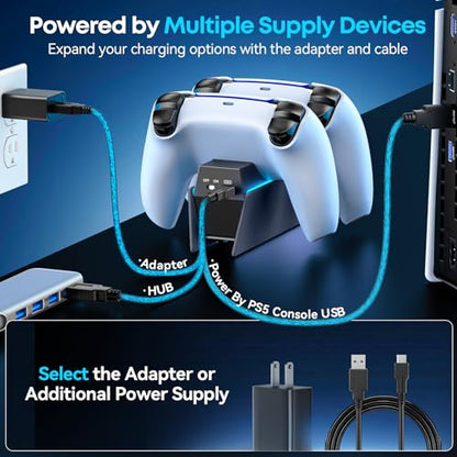 OIVO P5 Controller Charger with Fast Charging AC Adapter, P5 Controller Charging Station Stand for Play Station 5, Docking Station Replacement for PS 5 Accessories Kits, Gray - color: Gray