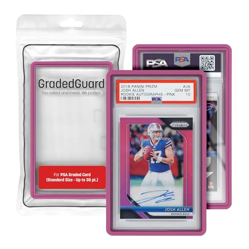 GradedGuard PSA Card Slab Protector Case, Standard PSA Size, Impact Resistant TPU Holder, Drop & Scratch Proof Frame for Graded Sports TCG Collectible Trading Cards. (Pink) - color: Pink