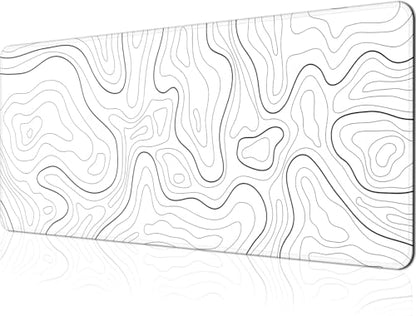 Gaming Mouse Pad Large 31.5 x 11.8in Topographic Keyboard Pad Mouse Pad for Non-Slip Base and Stitched Edge, Extended Desk Pad XL Keyboard Desk Mat (White) - color: White